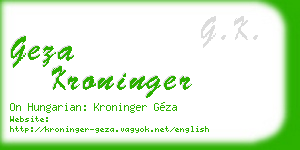 geza kroninger business card