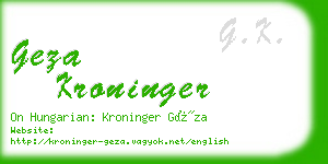geza kroninger business card